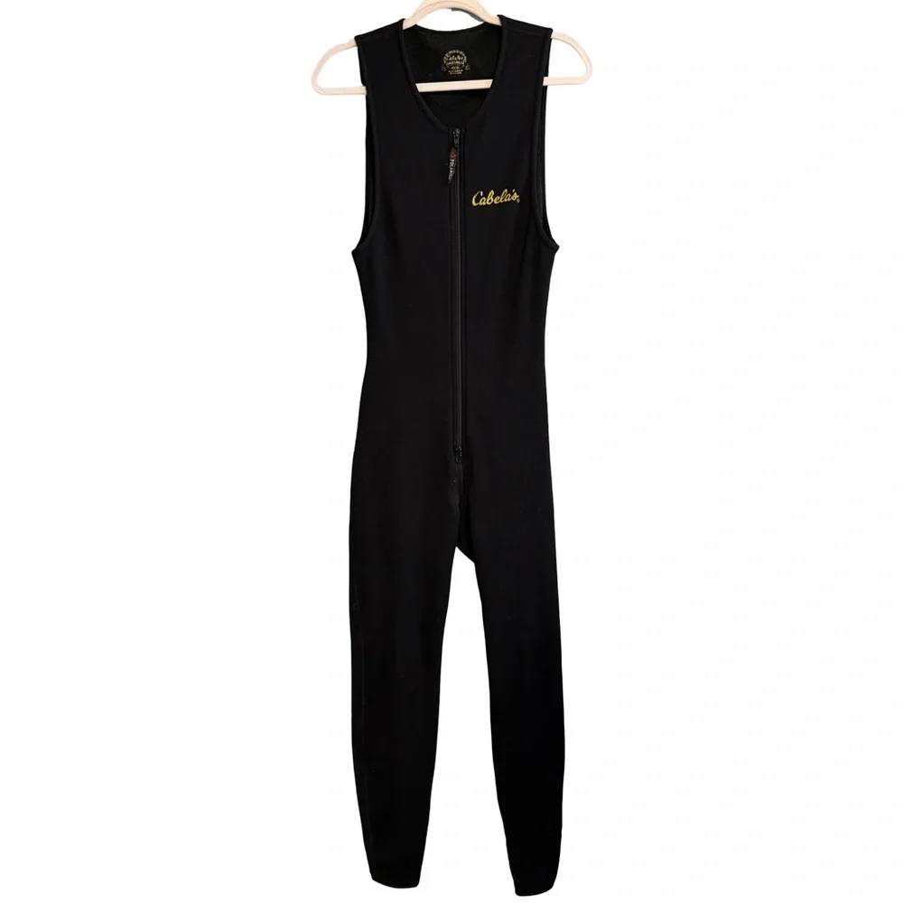 Cabela's Polartec Black Zip-Front Sleeveless bodysuit Medium